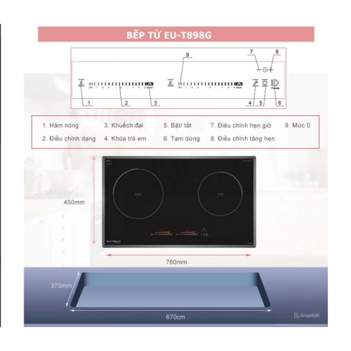 Bếp từ đôi Eurosun EU-T898G
