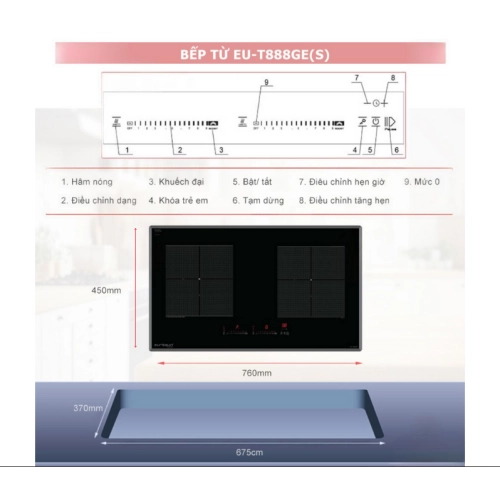 Bếp từ đôi Eurosun EU-T888GE