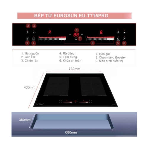 Bếp từ đôi Eurosun EU-T715Pro